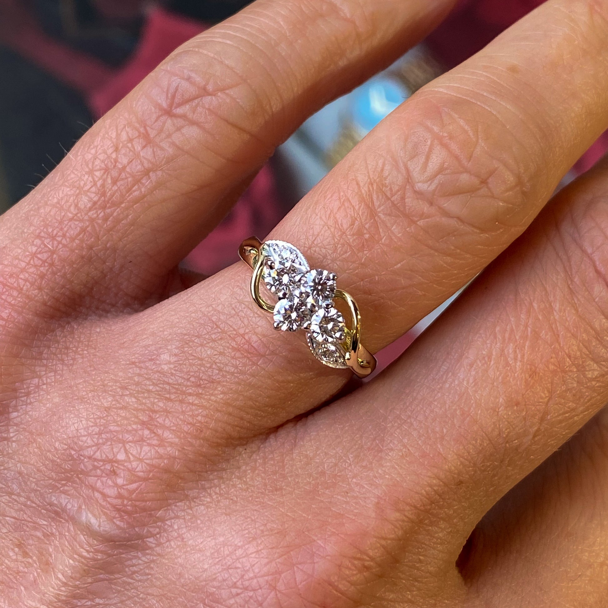 18ct Gold Diamond Boat Cluster Engagement Ring | 0.62ct - John Ross Jewellers