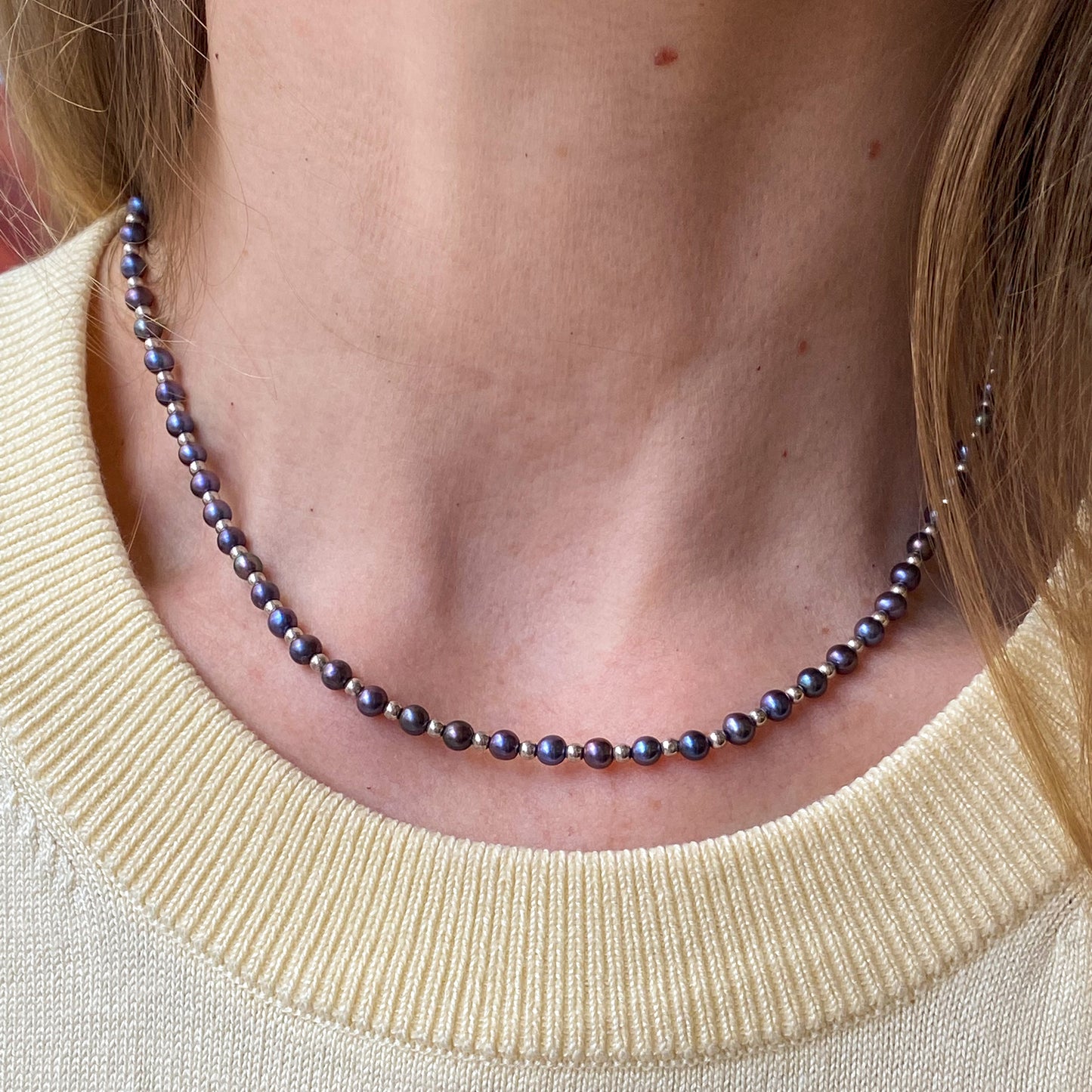Silver Anthracite Freshwater Pearl Necklace - John Ross Jewellers