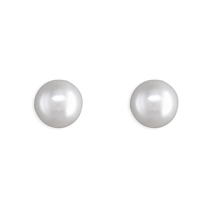 Silver Simulated Pearl Stud Earrings | 5mm - John Ross Jewellers