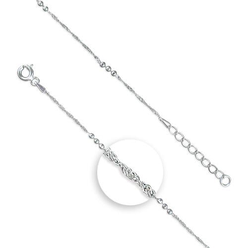 Silver Anklet - Beads with a Twist - John Ross Jewellers