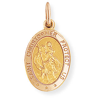 9ct Gold Oval St. Christopher Medallion Necklace - Medium - John Ross Jewellers
