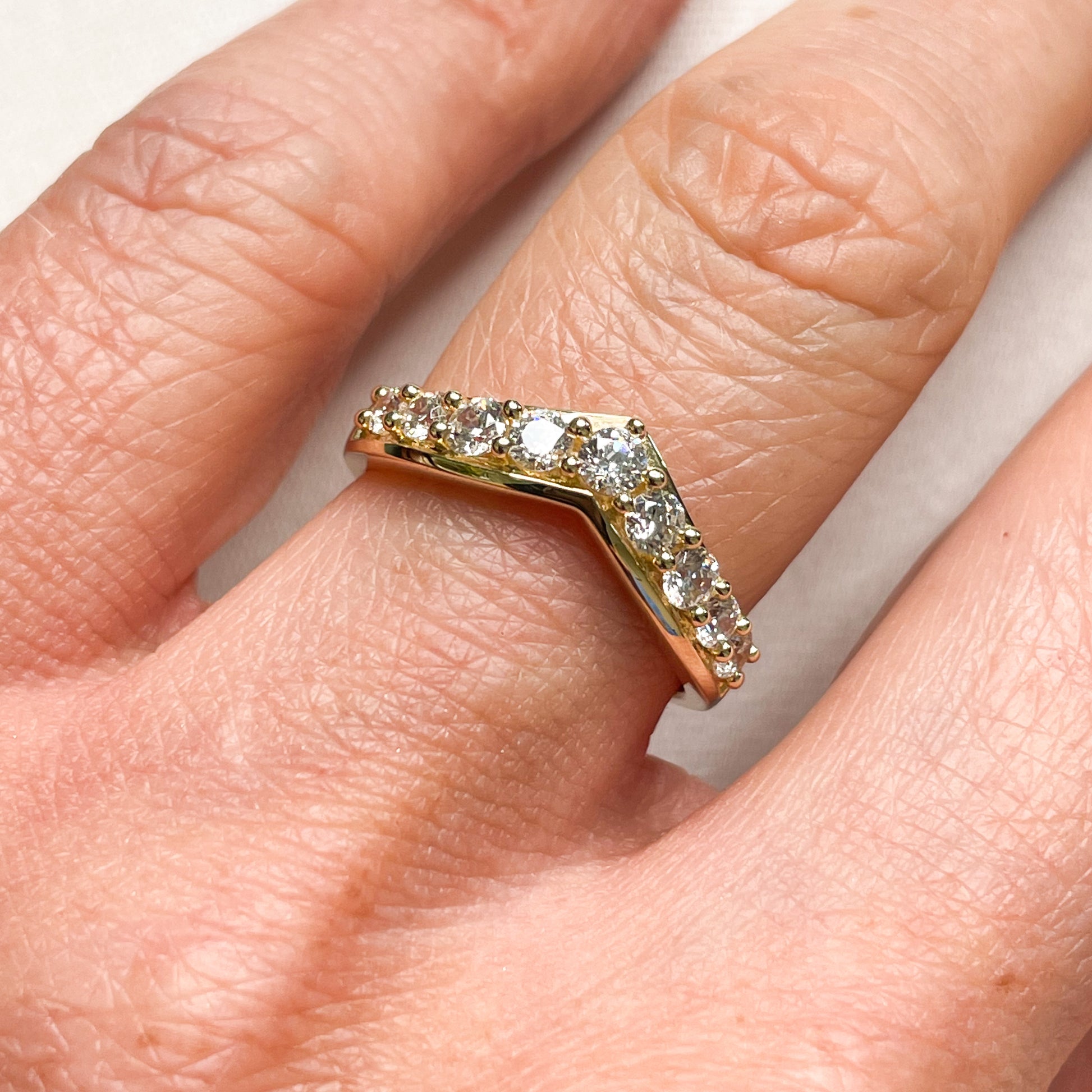 9ct Gold CZ Wishbone Ring - John Ross Jewellers