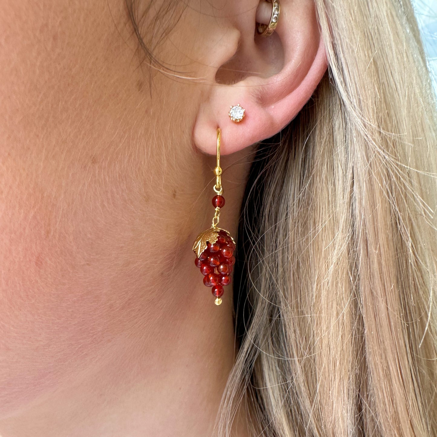 Grape Drop Earrings - Carnelian - John Ross Jewellers