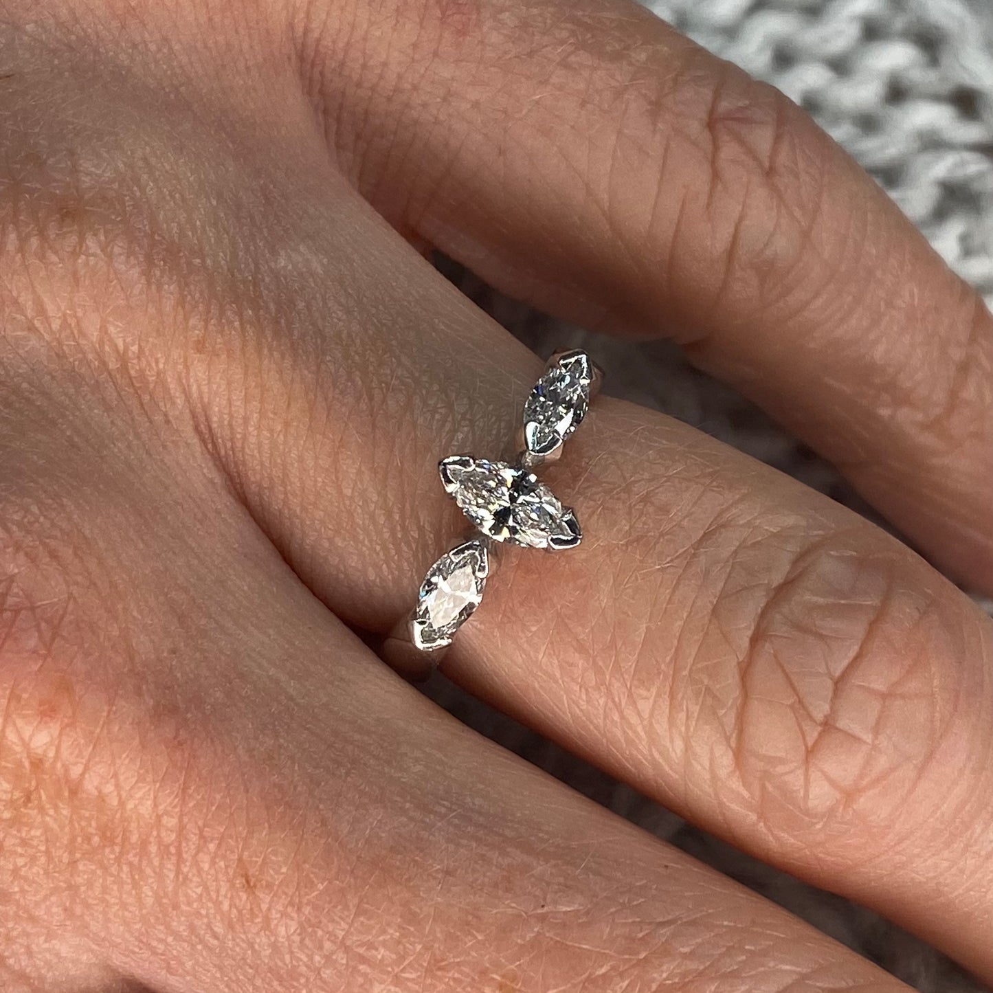 18ct White Gold Christine Marquis Diamond Engagement Ring 0.73ct - John Ross Jewellers