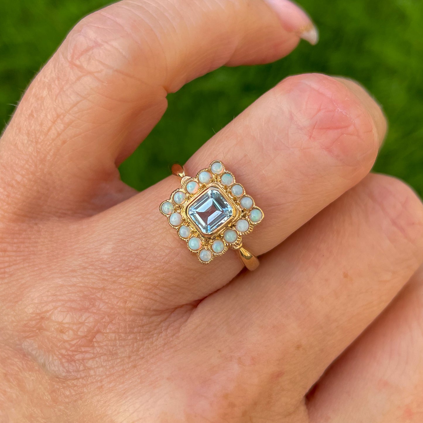 9ct Gold Blue Topaz & Opal Ring - John Ross Jewellers