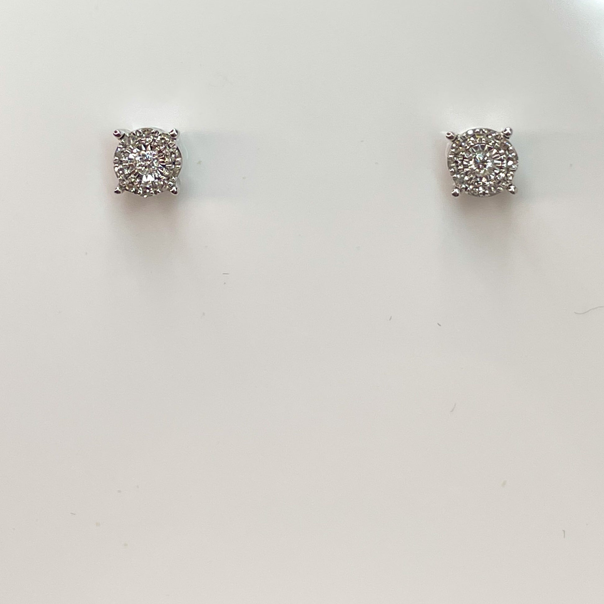 9ct White Gold Diamond Set Earrings - 0.10ct - John Ross Jewellers