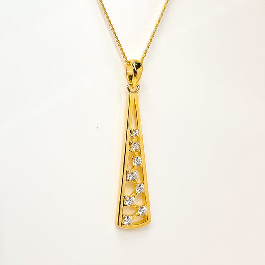 Sunshine CZ Long Drop Pendant Necklace - John Ross Jewellers