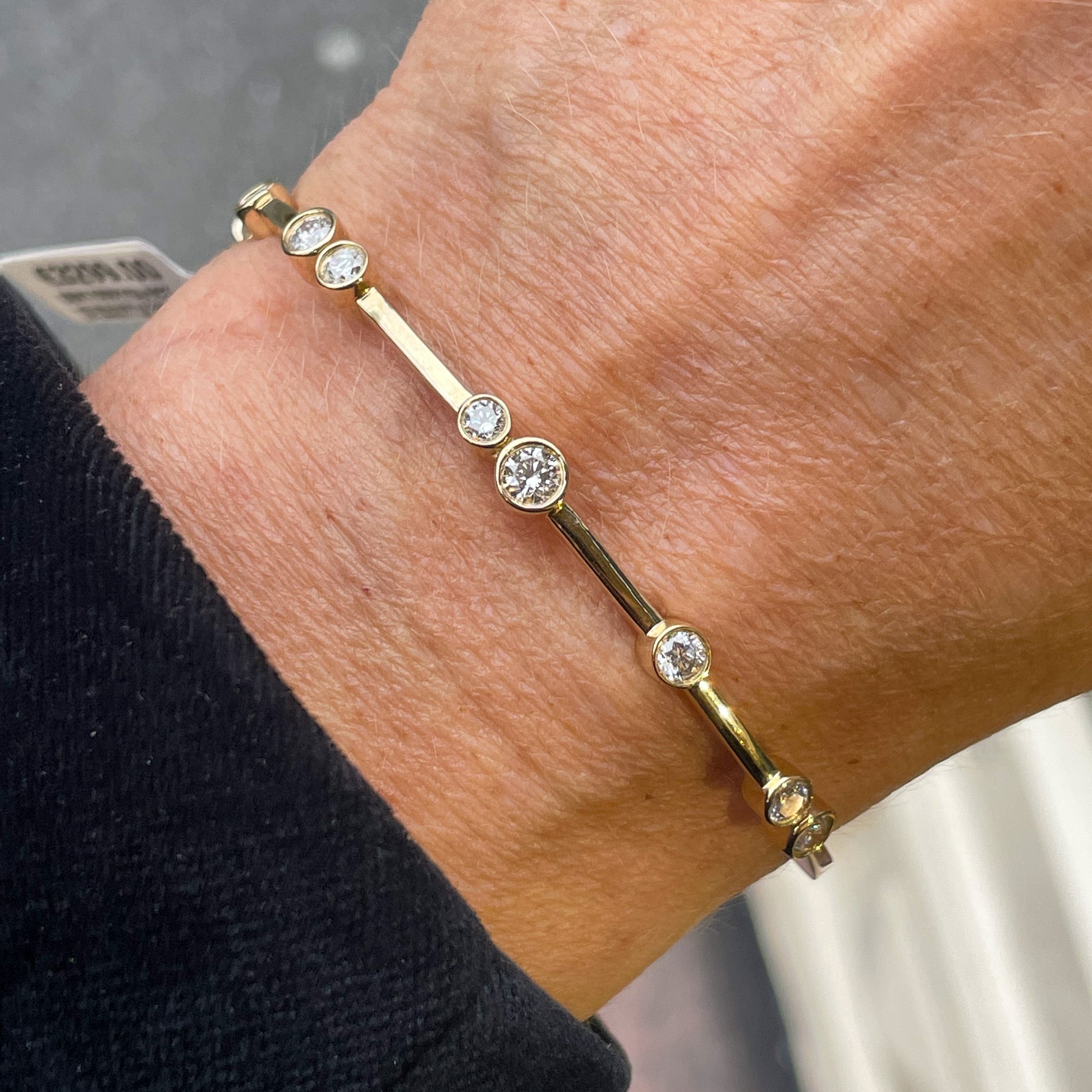 9ct Gold Rainfall Diamond Set Bangle | 1.04ct - John Ross Jewellers