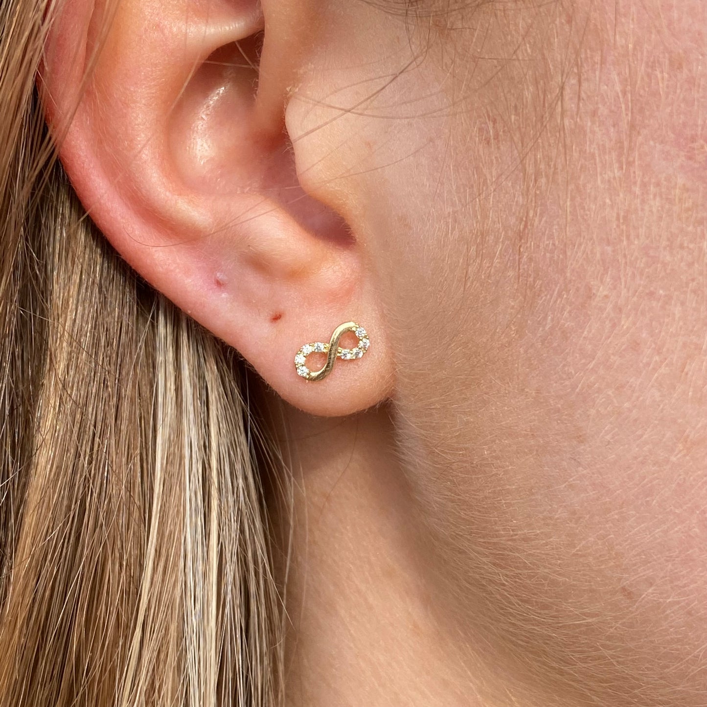 Ear Candy 9ct Gold CZ Infinity Stud Earrings - John Ross Jewellers