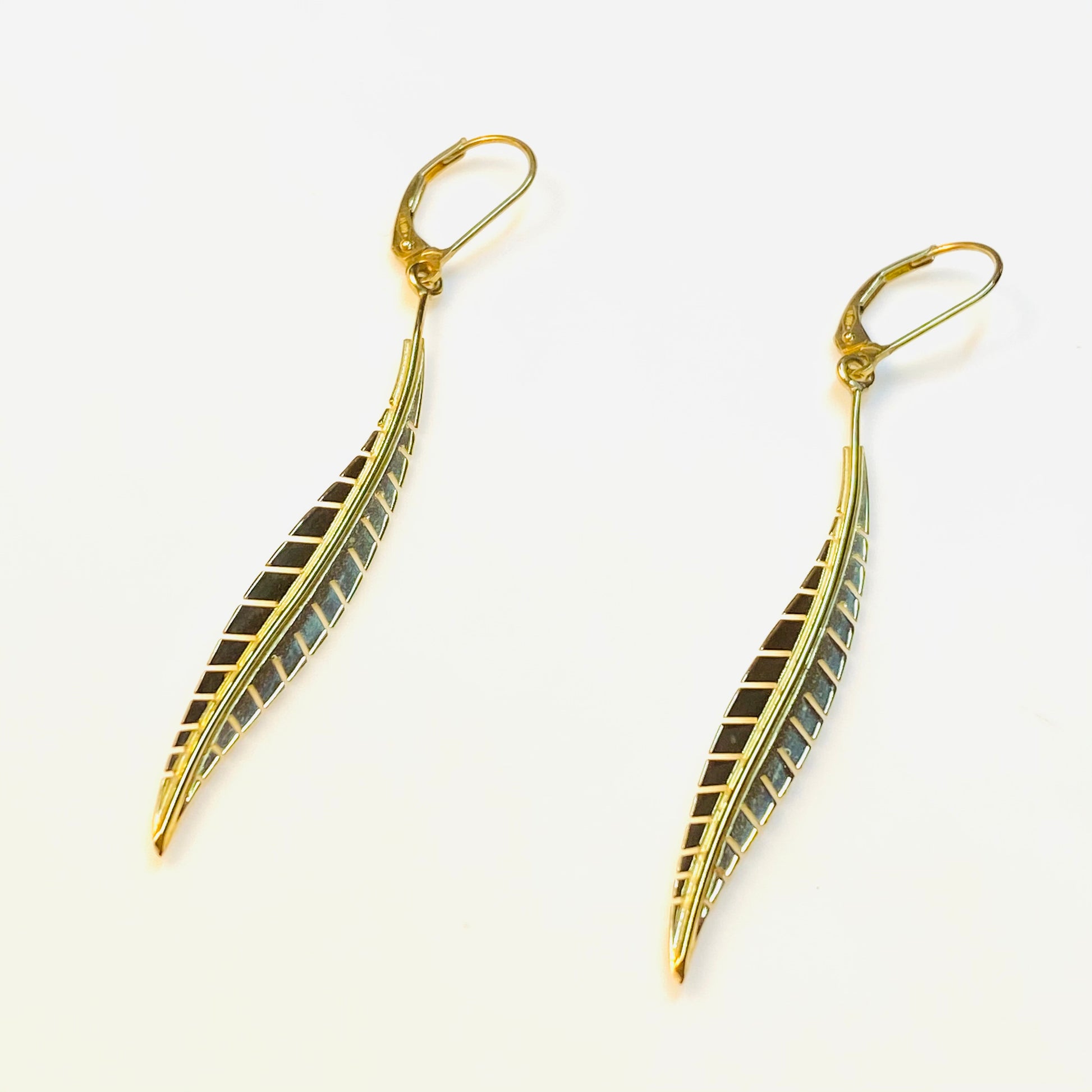 9ct Gold Leaf Long Drop Earrings - John Ross Jewellers