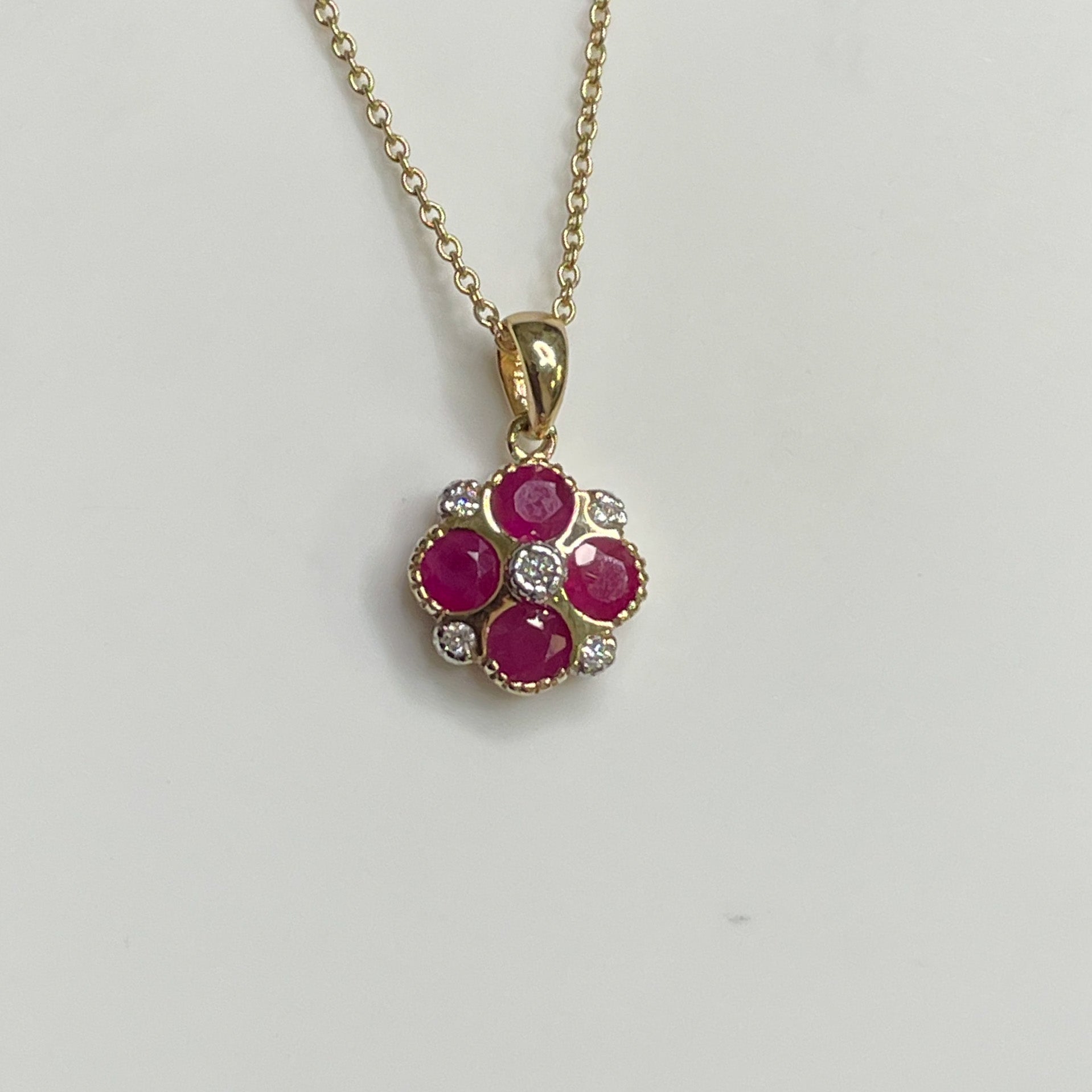 9ct Gold Ruby & Diamond Necklace - John Ross Jewellers