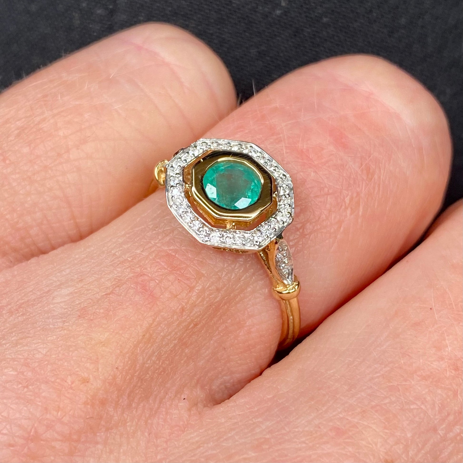 9ct Gold Emerald & Diamond Ring - John Ross Jewellers