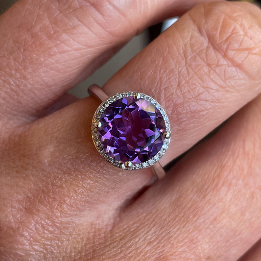 9ct White Gold Amethyst & Diamond Ring - John Ross Jewellers