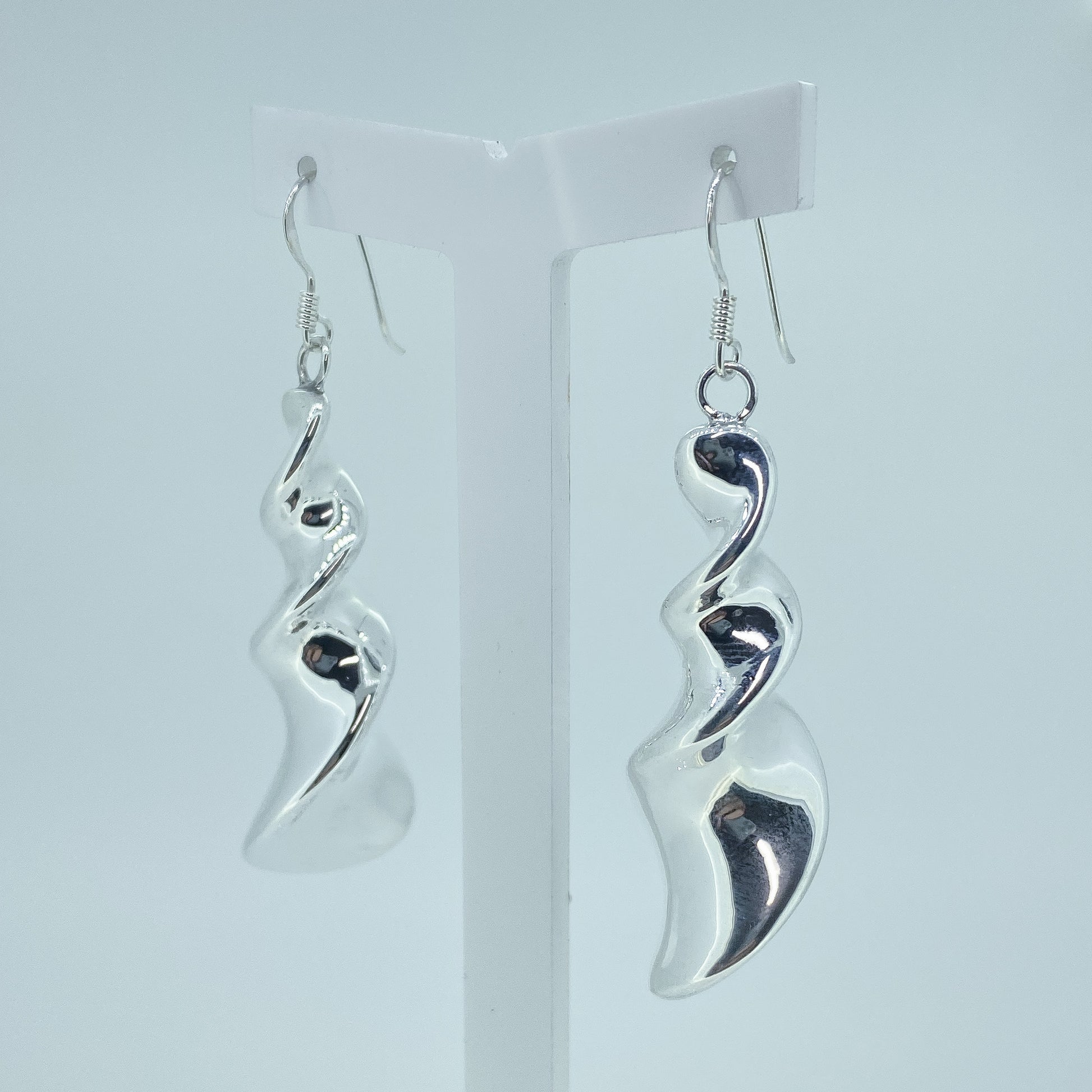 Silver Ultra Dramatic Swizzle Drop Earrings | 58mm - John Ross Jewellers