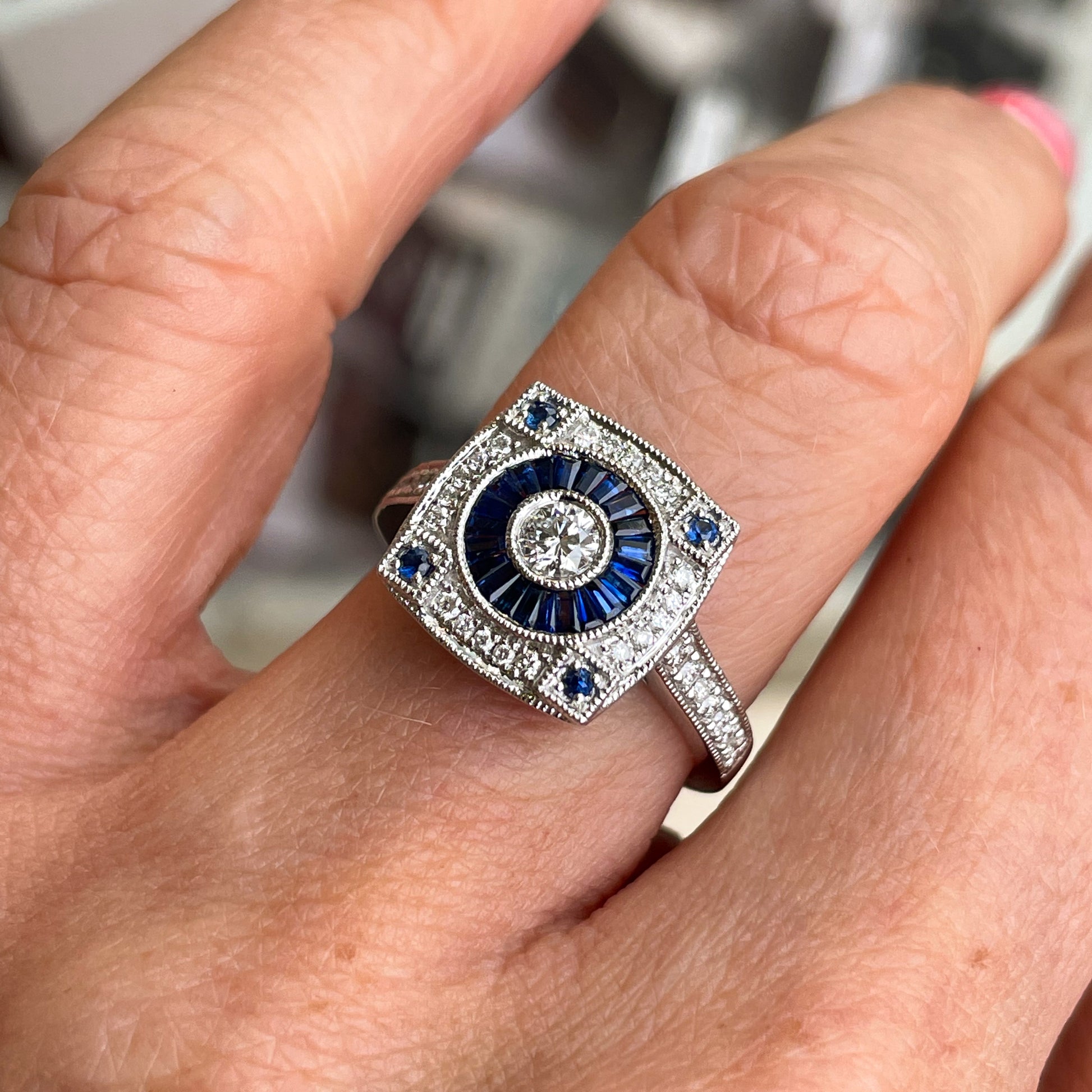18ct White Gold Sapphire & Diamond Ring - John Ross Jewellers