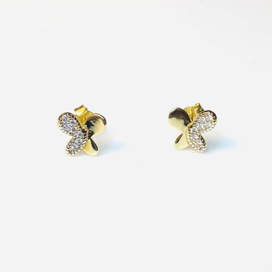 9ct Gold Butterfly CZ Set Stud Earrings - John Ross Jewellers