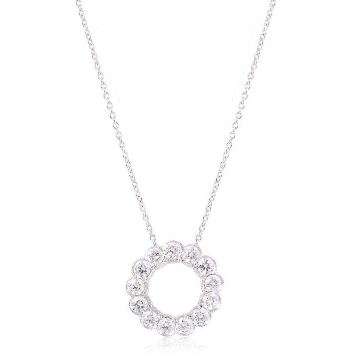 18ct White Gold Diamond Eternity Slider Necklace | 0.96ct - John Ross Jewellers