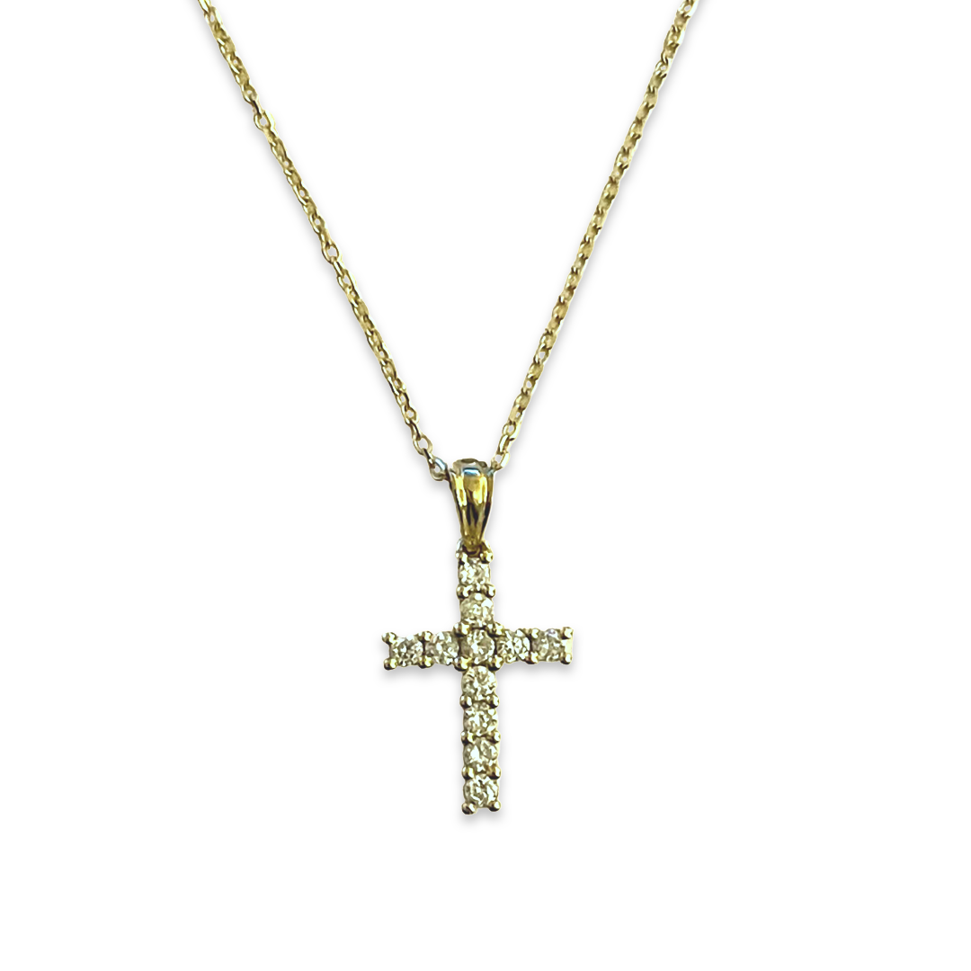 18ct Gold Diamond Cross Pendant 0.24ct - John Ross Jewellers