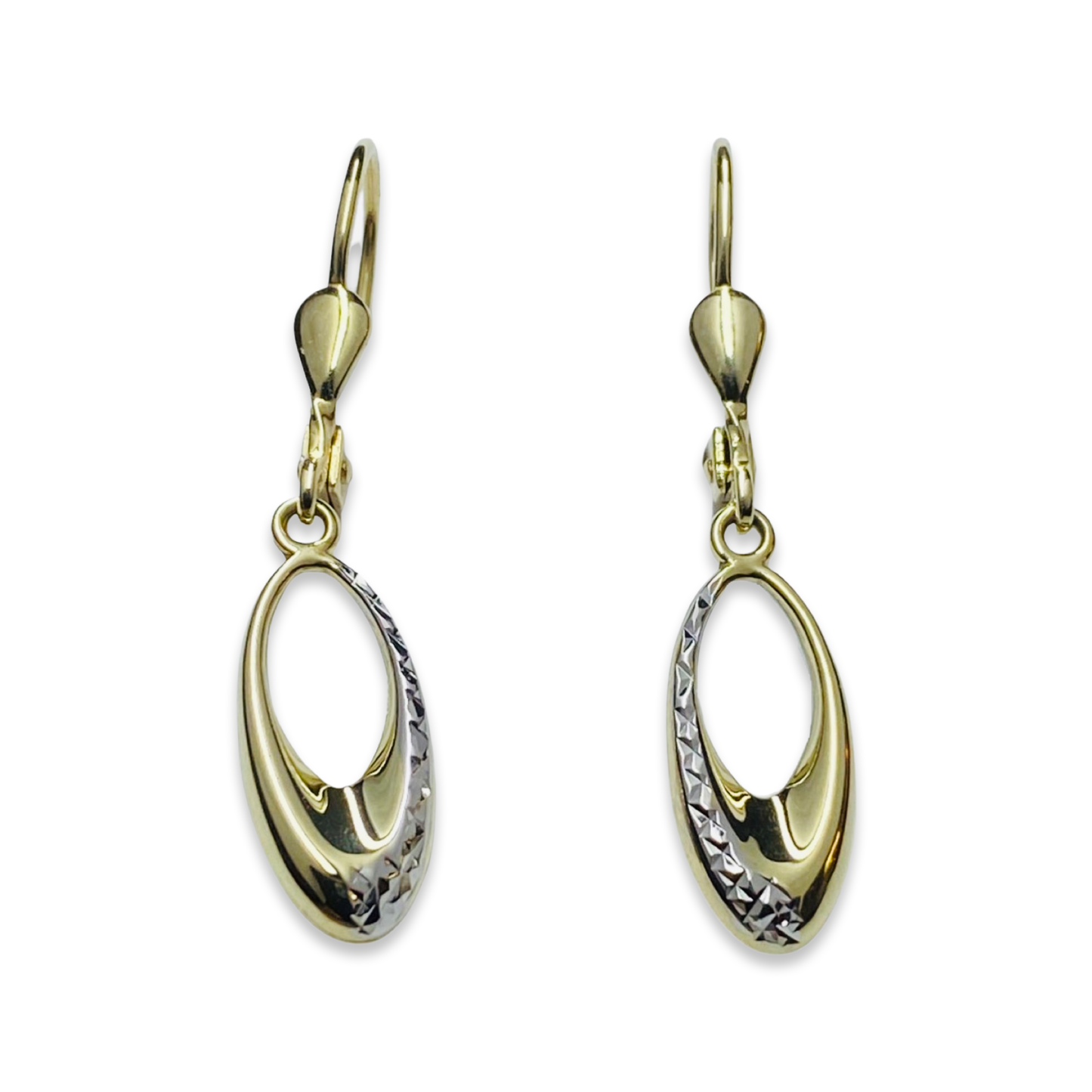 9ct Gold Two Tone Drop Earrings | German Wires - John Ross Jewellers