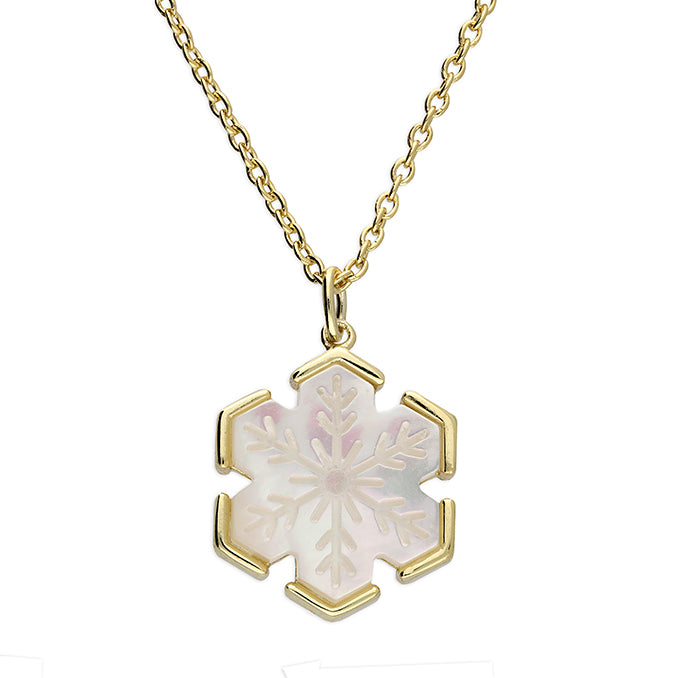 Sunshine Mother of Pearl Snowflake Necklace | Reversible - John Ross Jewellers