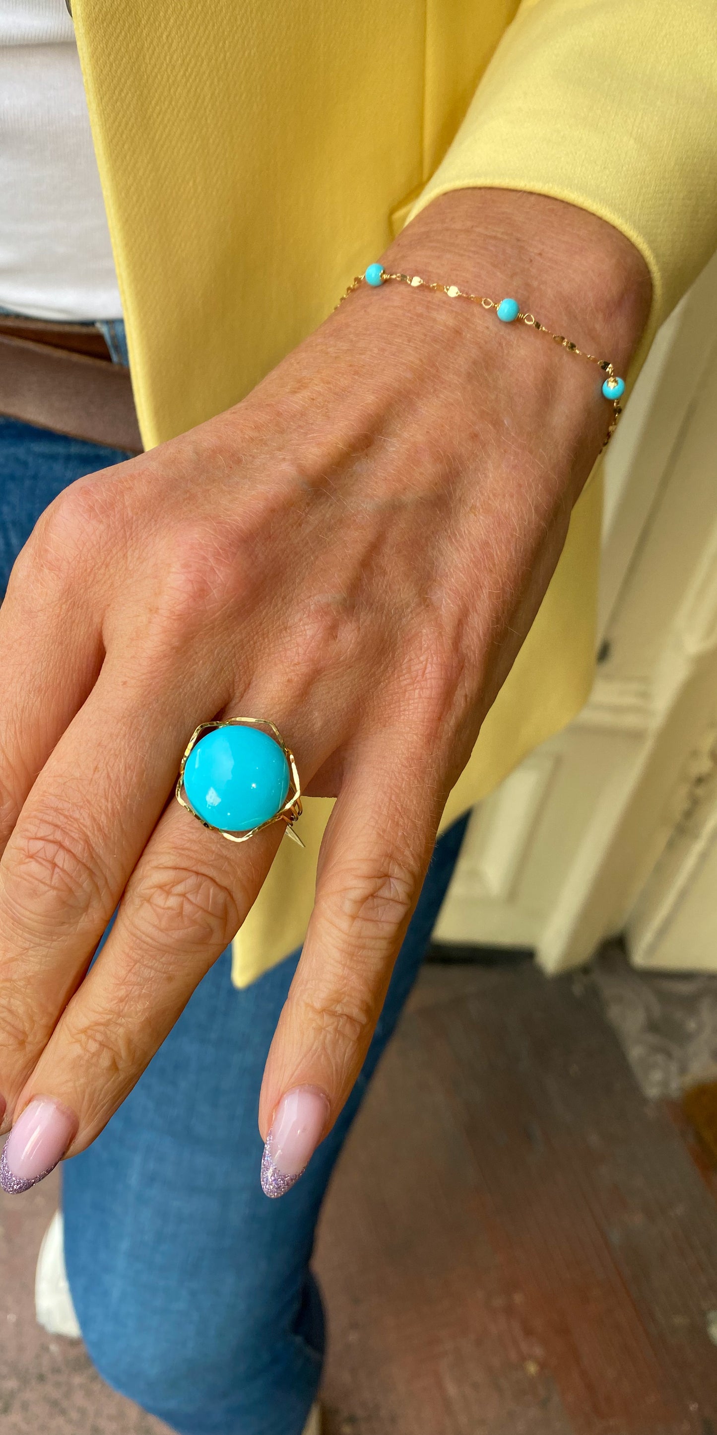 18ct Gold Turquoise Scintilla Ring | Round - John Ross Jewellers