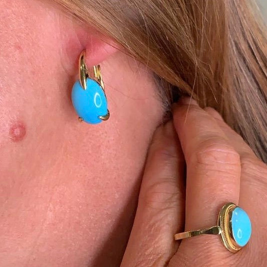 18ct Gold Turquoise Drop Earrings - John Ross Jewellers