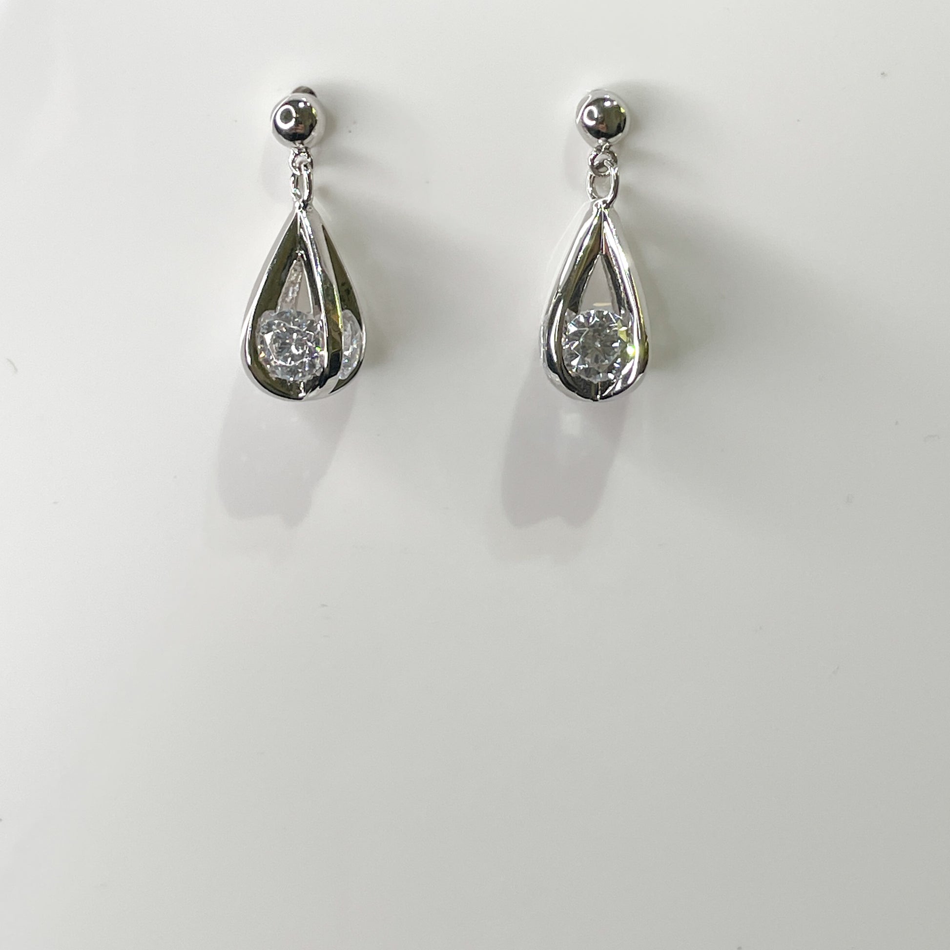 Silver CZ Drop Earrings - John Ross Jewellers