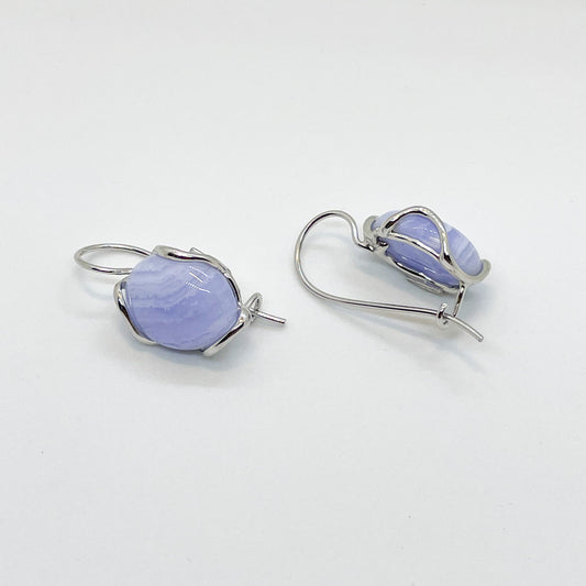 Silky Chalcedony Long Drop Earrings - John Ross Jewellers