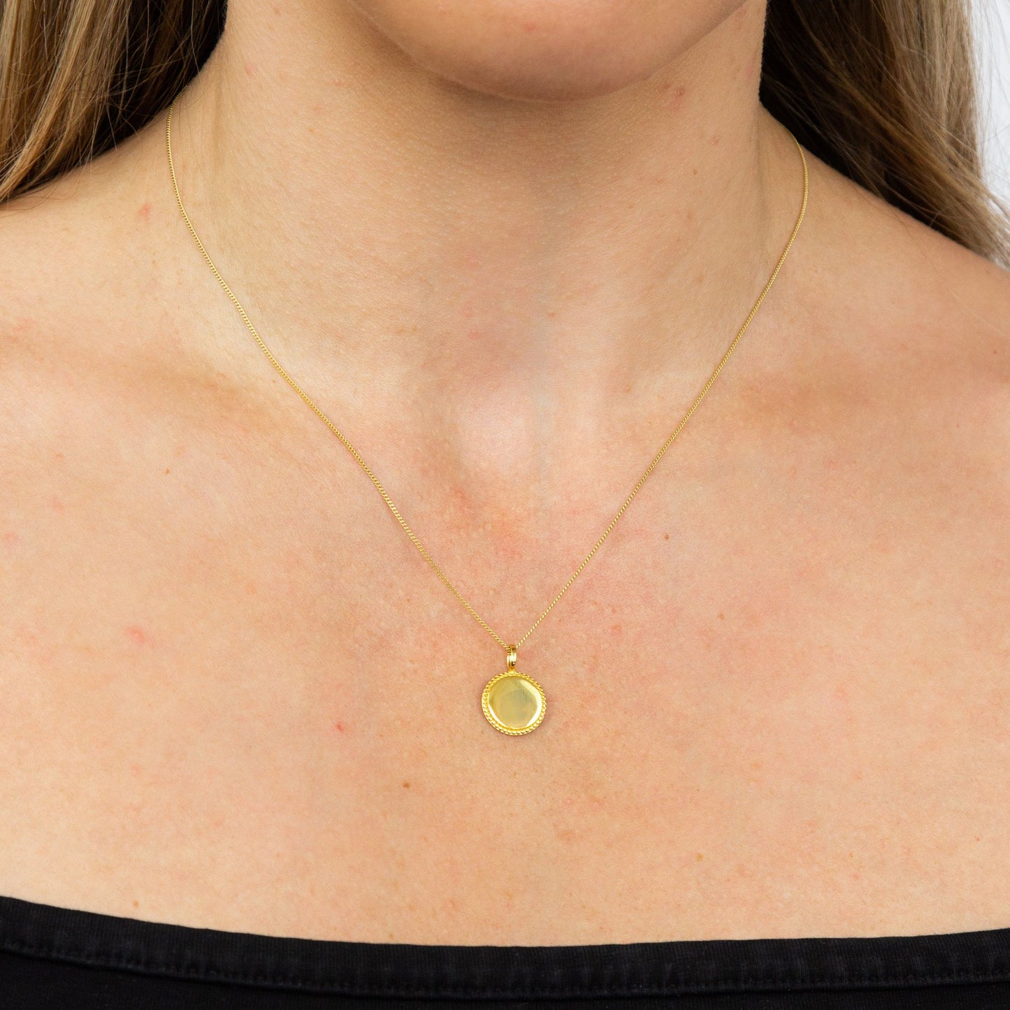 Sunshine Millgrain Disc Necklace - John Ross Jewellers