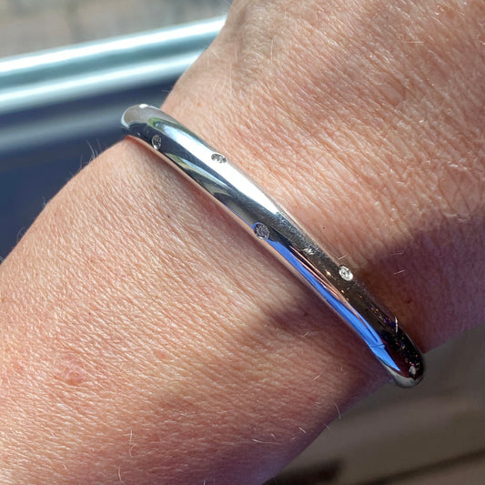 18ct White Gold Diamond Bangle - John Ross Jewellers