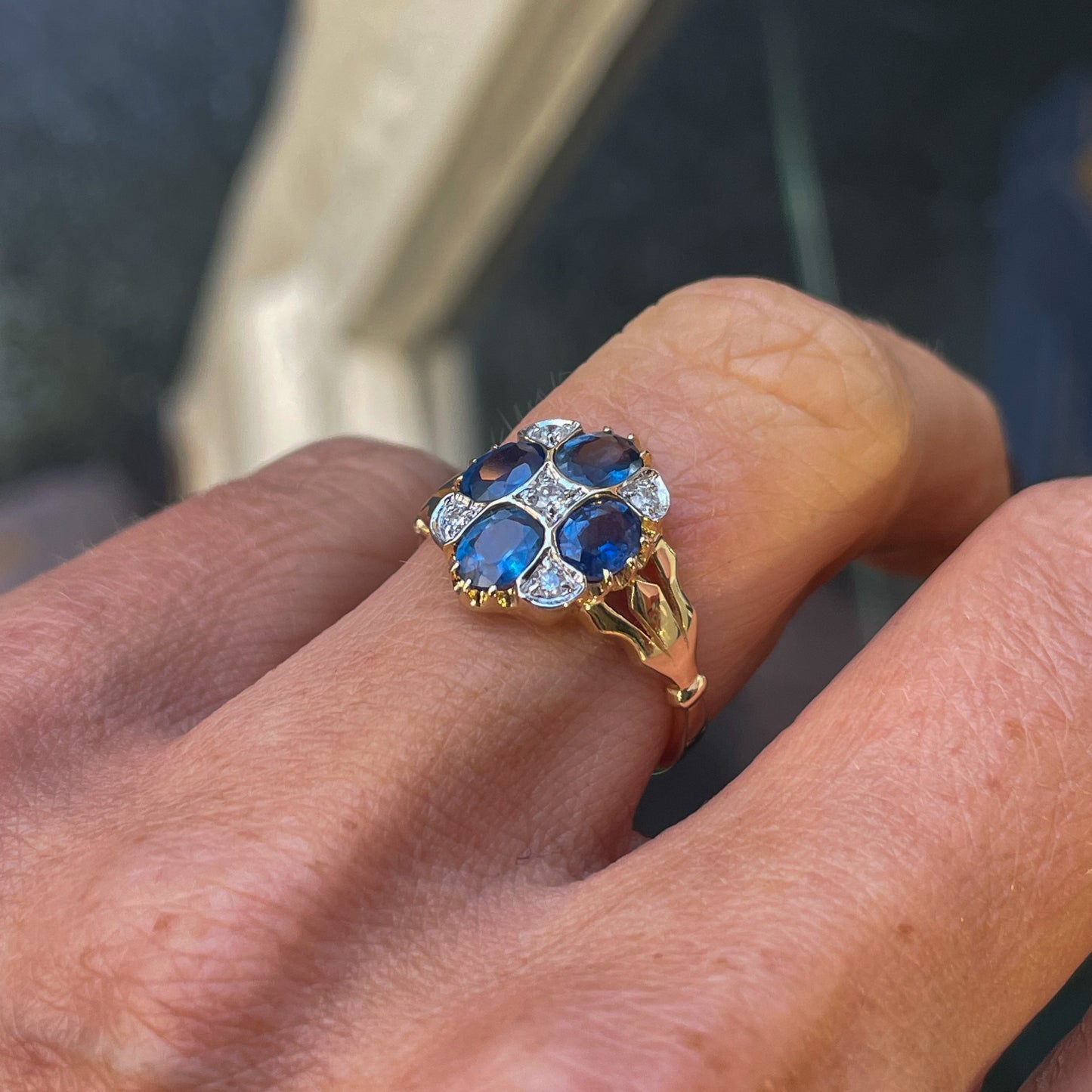 9ct Gold Sapphire & Diamond Quattro Ring - John Ross Jewellers