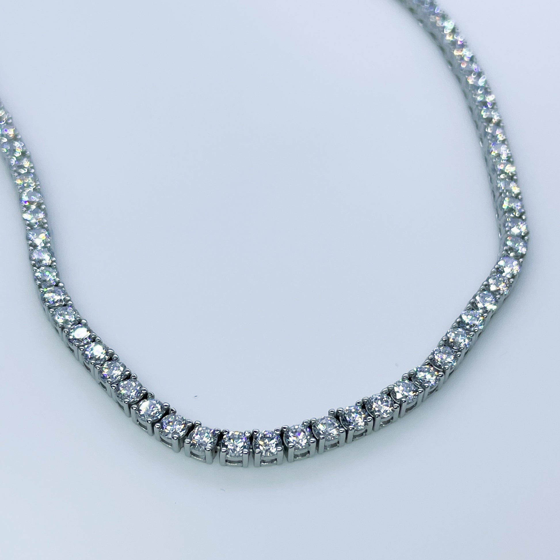 Silver CZ Line Necklace | 16" - John Ross Jewellers