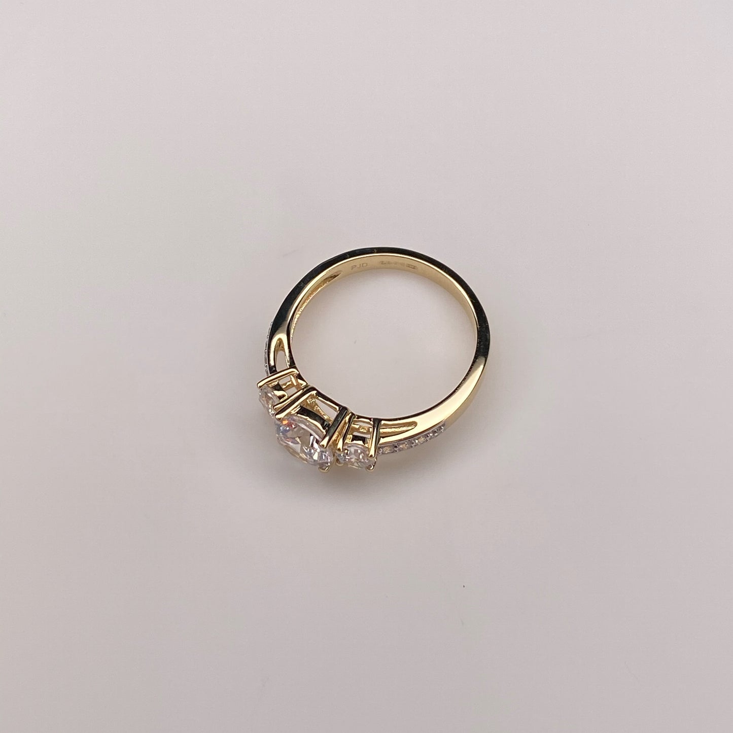 9ct Gold CZ Trilogy Ring with Pavé - John Ross Jewellers