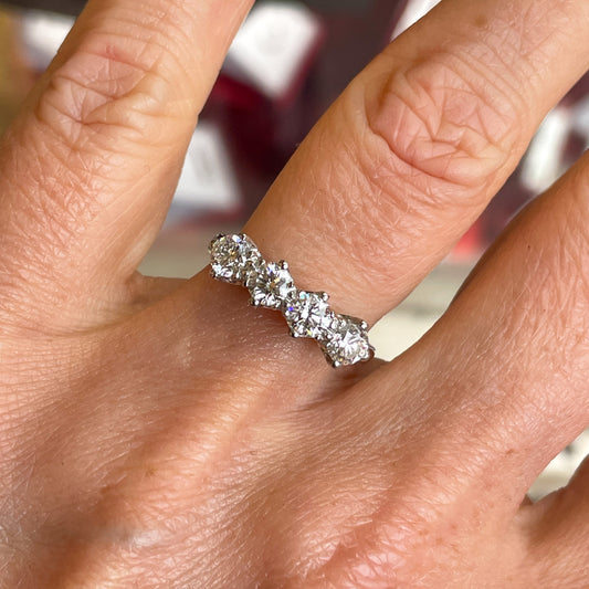 Platinum Four Stone Loop Diamond Eternity Ring | 1.08ct - John Ross Jewellers