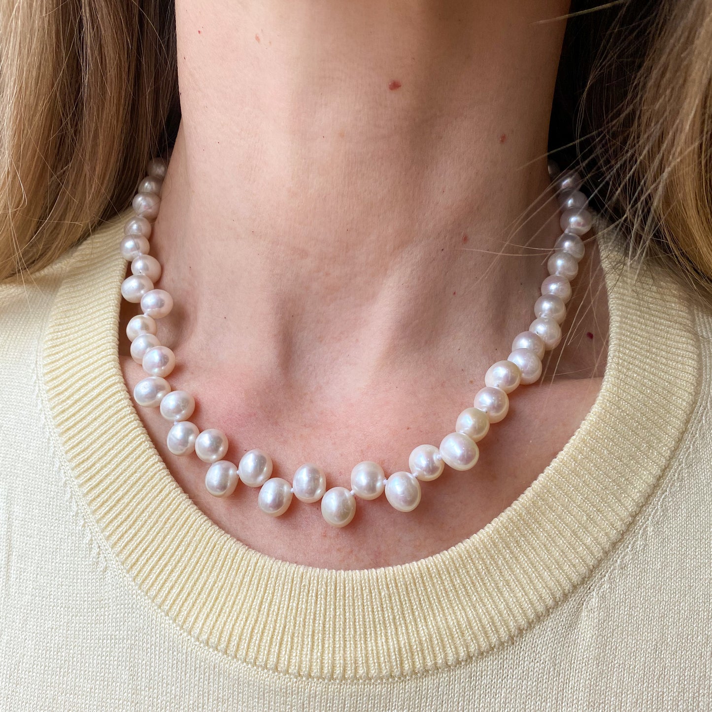 Freshwater Pearl T-Bar Necklace | Offset - John Ross Jewellers
