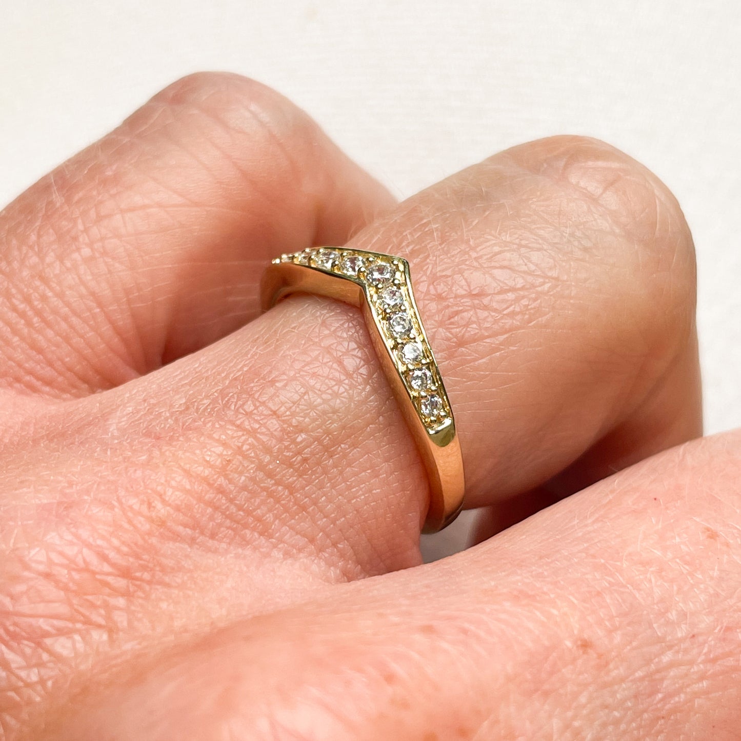 9ct Gold CZ Wishbone Ring - John Ross Jewellers