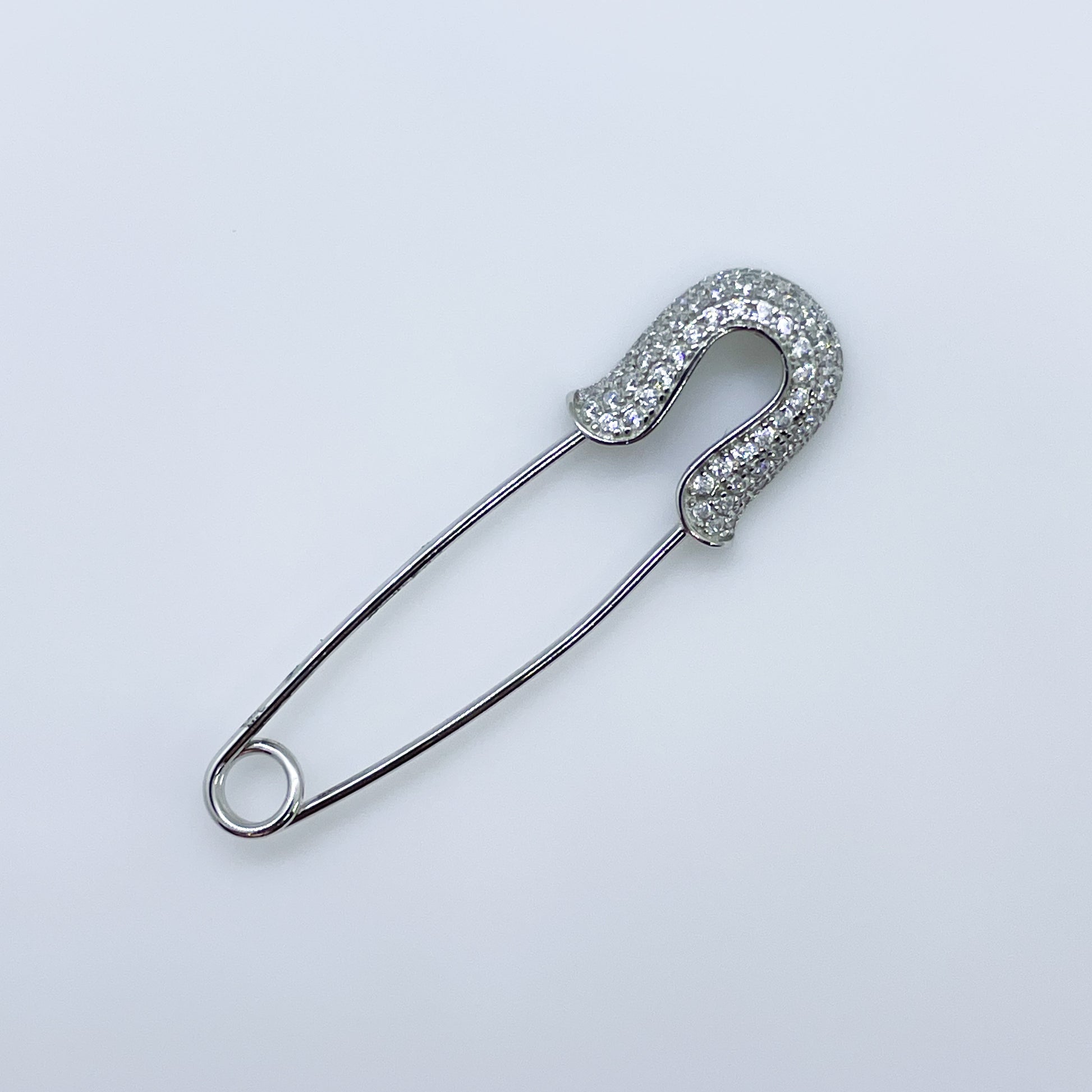 Silver CZ Baby Safety Pin Brooch - John Ross Jewellers