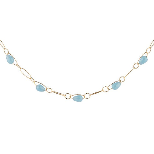 REBECCA Tulip - Blue & Gold Necklace - John Ross Jewellers
