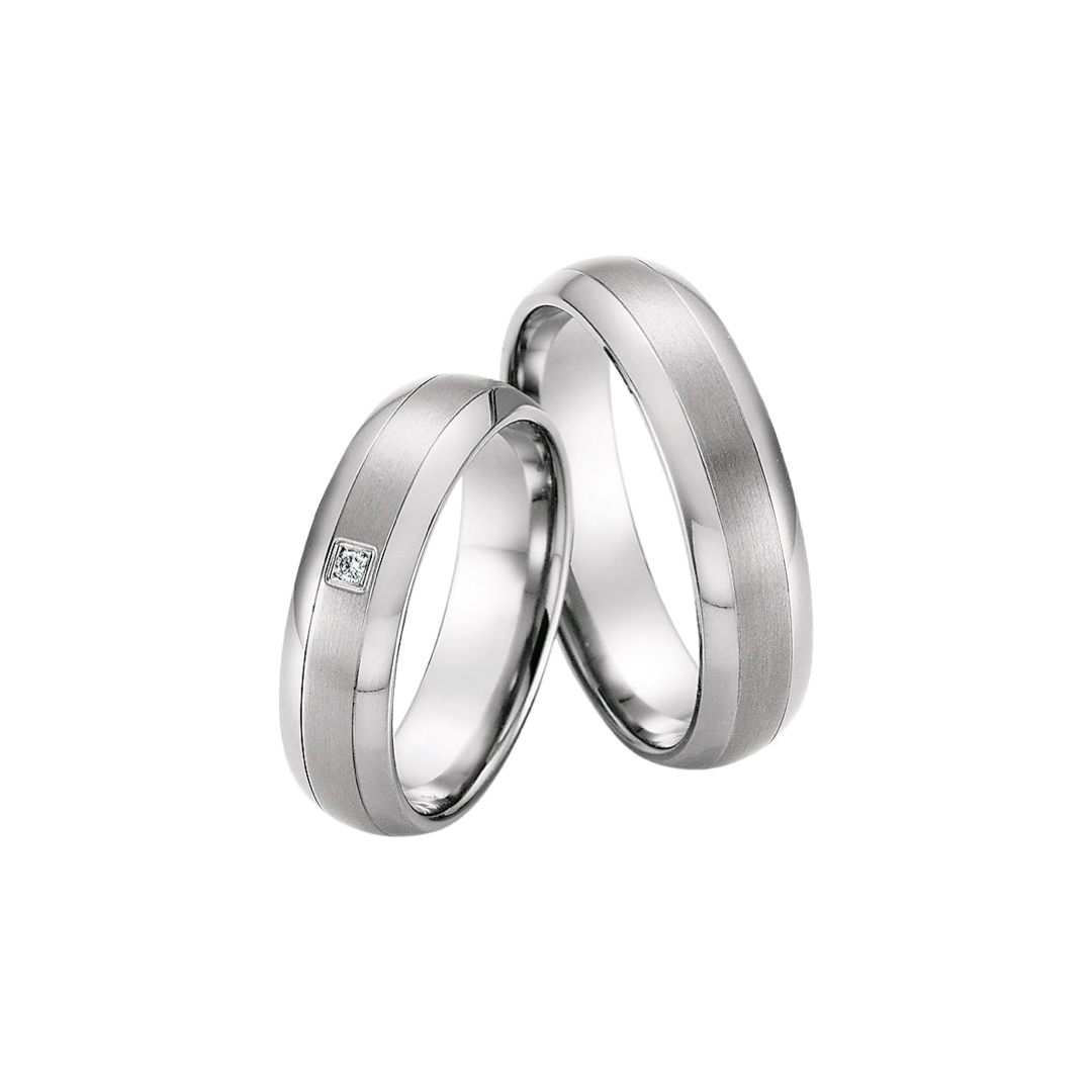 Titanium Diamond Set Wedding Ring | 5.5mm - John Ross Jewellers