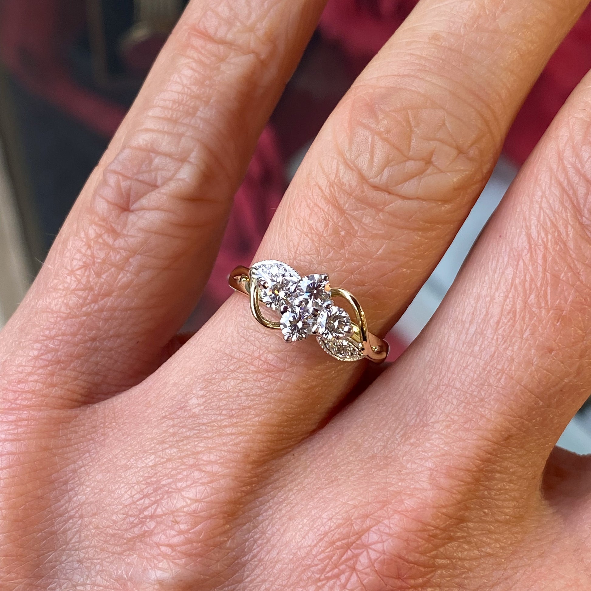 18ct Gold Diamond Boat Cluster Engagement Ring | 0.62ct - John Ross Jewellers