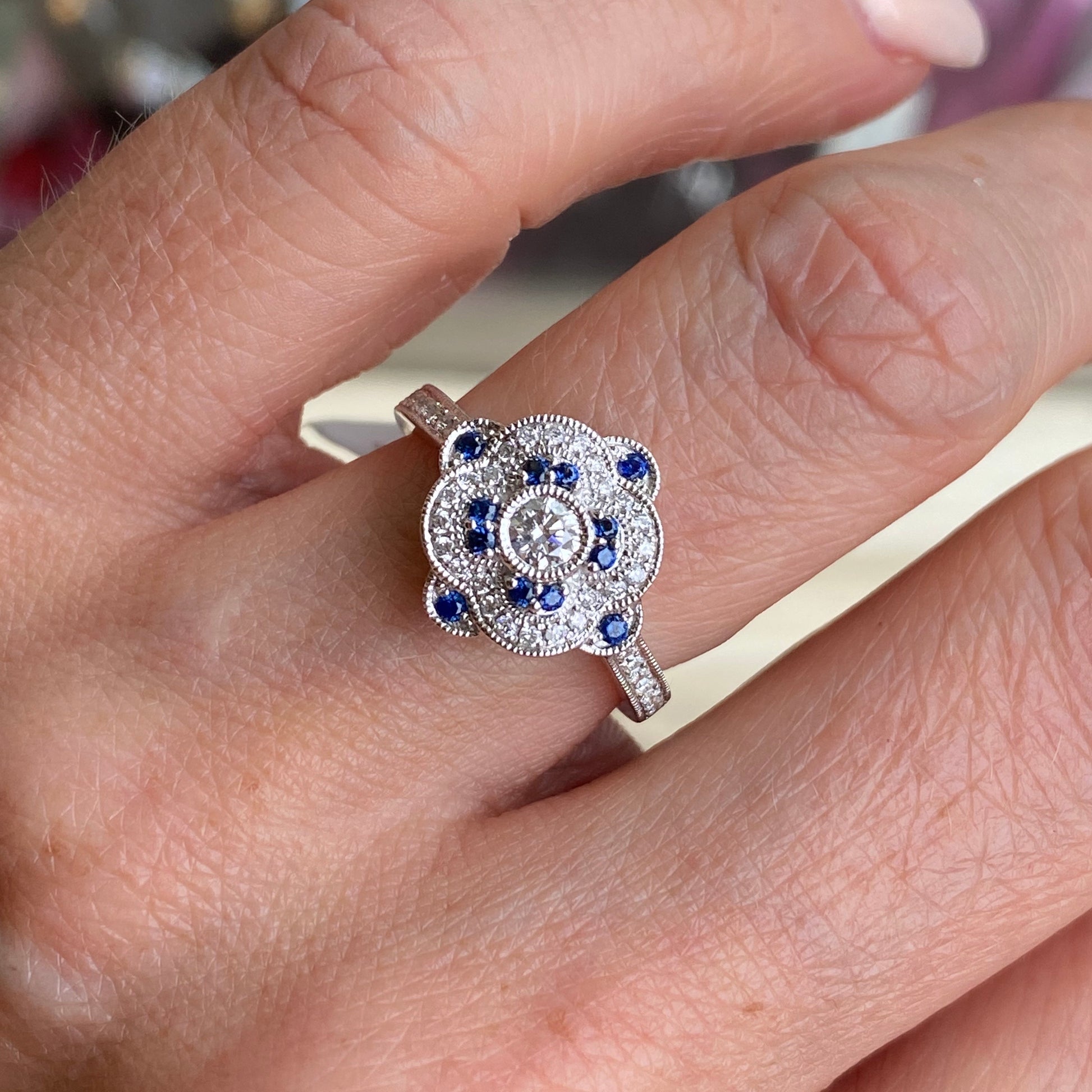 18ct White Gold Sapphire & Diamond Ring - John Ross Jewellers