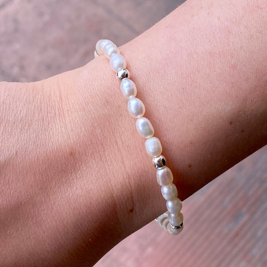 Silver Freshwater Pearl & Bead Bracelet - John Ross Jewellers