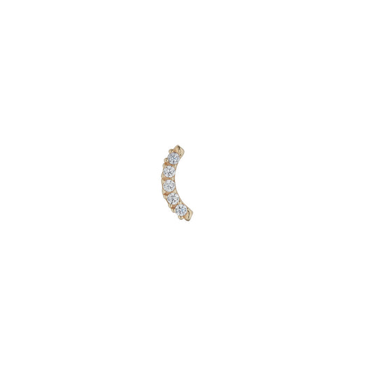 Ear Candy 9ct Gold CZ Curve Cartilage Stud | Labret - John Ross Jewellers