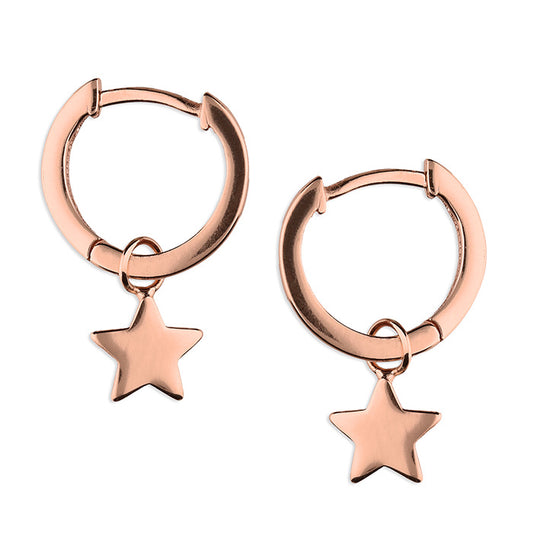Rose Silver Star Charm Huggie Earrings - John Ross Jewellers
