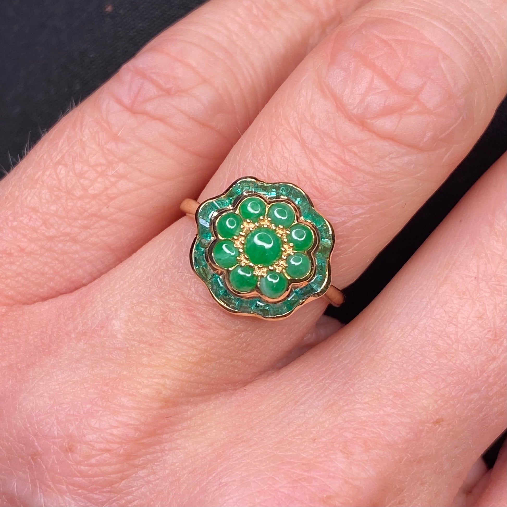9ct Gold Jade & Emerald Ring - John Ross Jewellers
