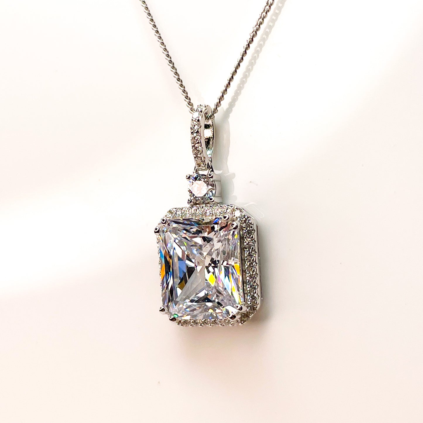 Silver Radiant CZ Pendant Necklace - John Ross Jewellers