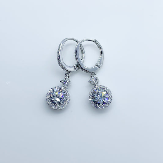 Silver CZ Hoop Earrings With Halo Drop - John Ross Jewellers