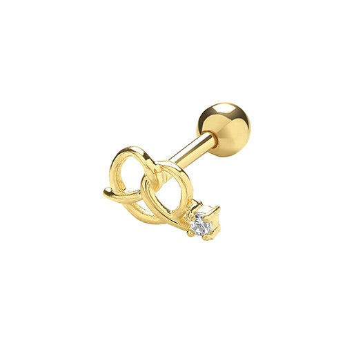 Ear Candy 9ct Gold CZ Loveknot Cartilage Stud - John Ross Jewellers