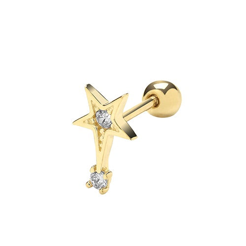Ear Candy 9ct Gold CZ Star Cartilage Stud - John Ross Jewellers