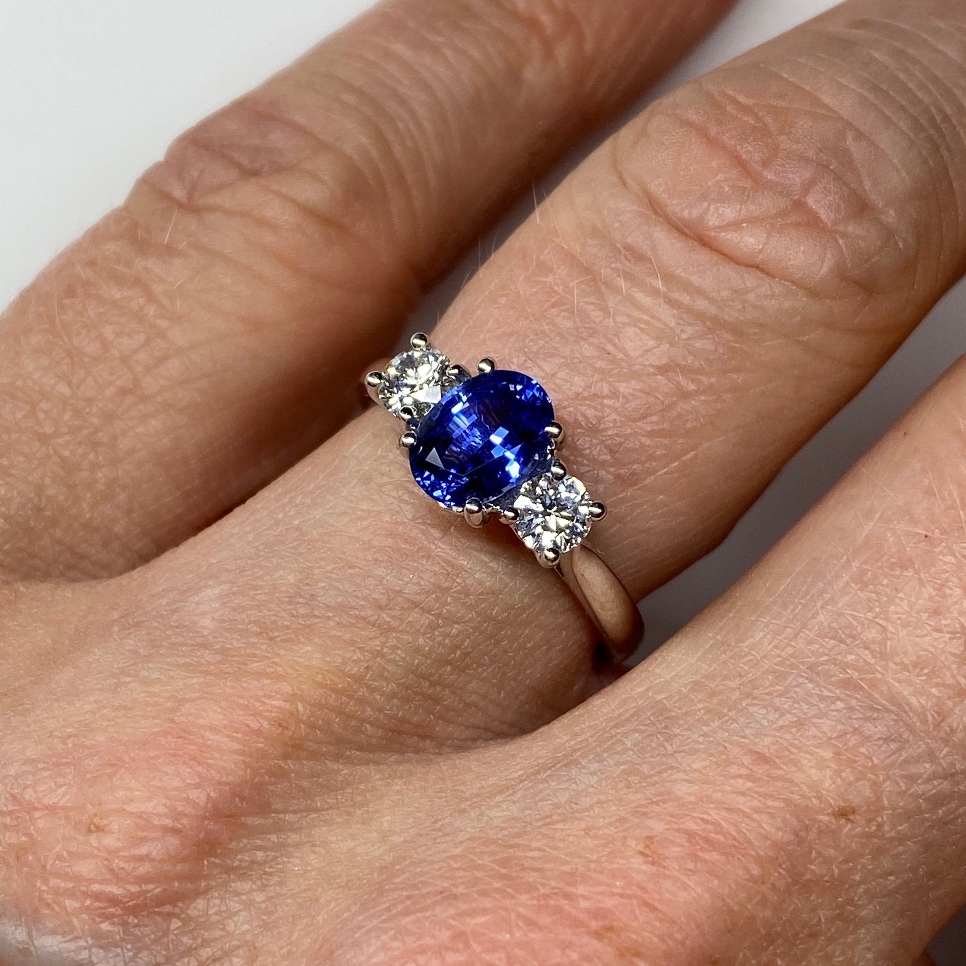 18ct White Gold Sapphire & Diamond Trilogy Ring - John Ross Jewellers